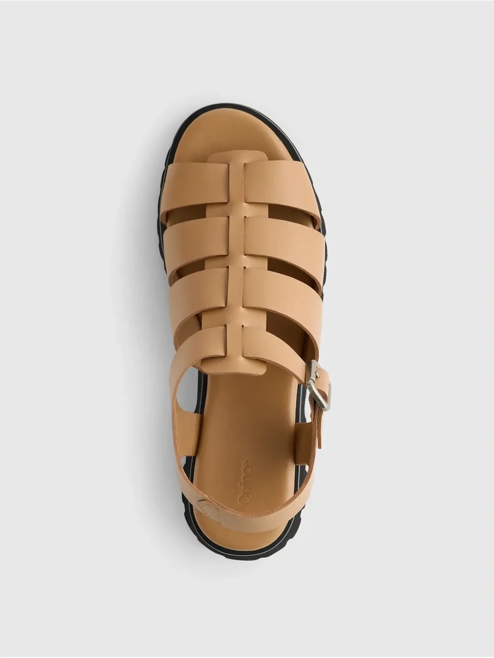 Quince Italian Leather Cashew Fisherman Sandals with Black Lug Sole NWOB Size 8
